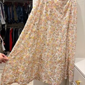 LOFT Floral A-Line Skirt in Yellow and Pink